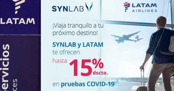 Pasajeros de LATAM se beneficiarán en despistaje de COVID-19 por convenio con SYNLAB